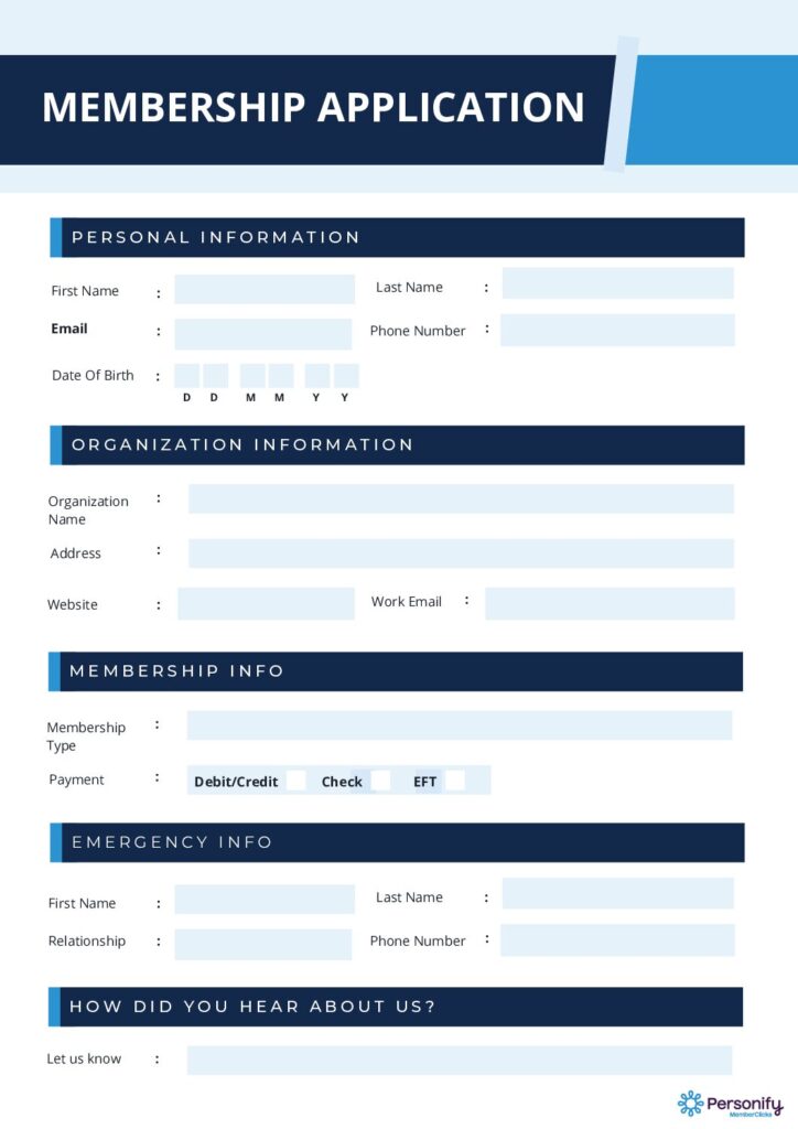 Downloadable member application form template