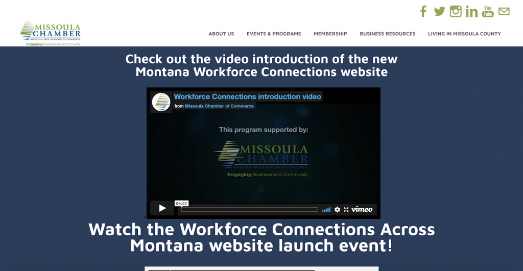 Missoula chamber of commerce website screenshot