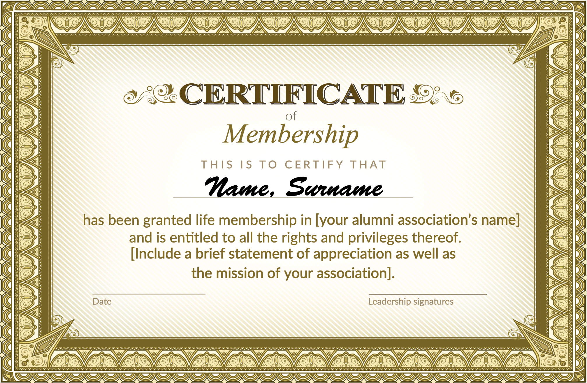 alumni association membership certificate