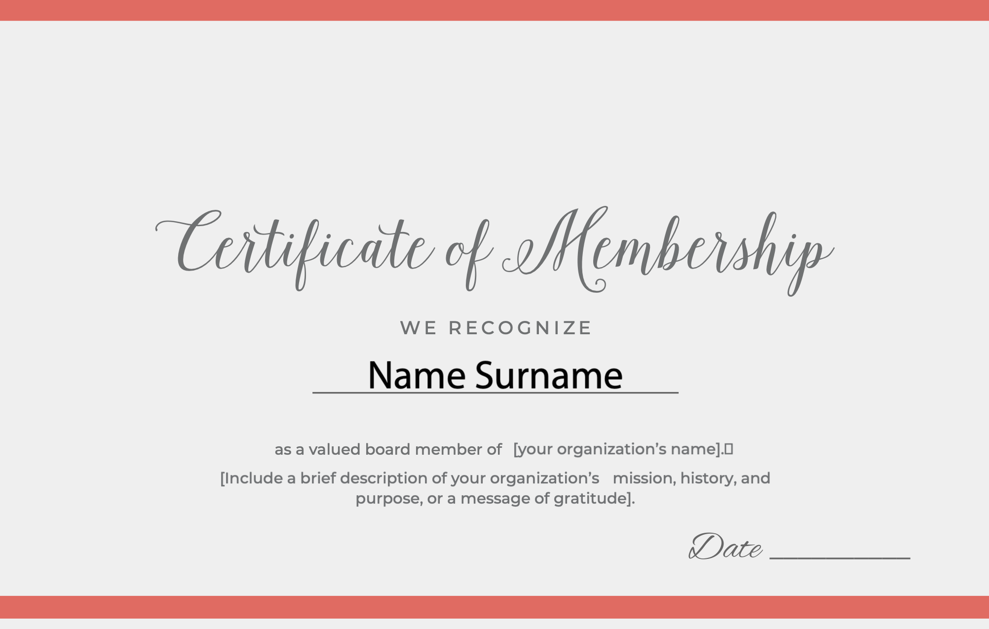board membership certificate