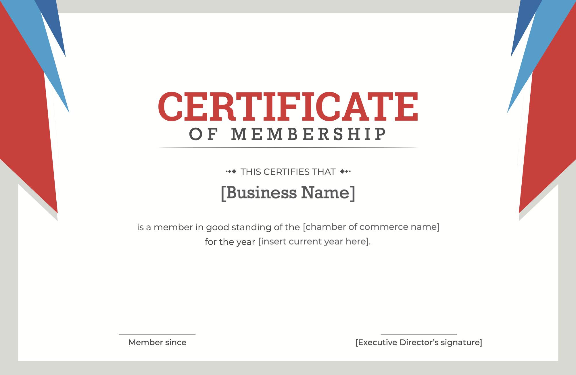 chamber of commerce membership certificate