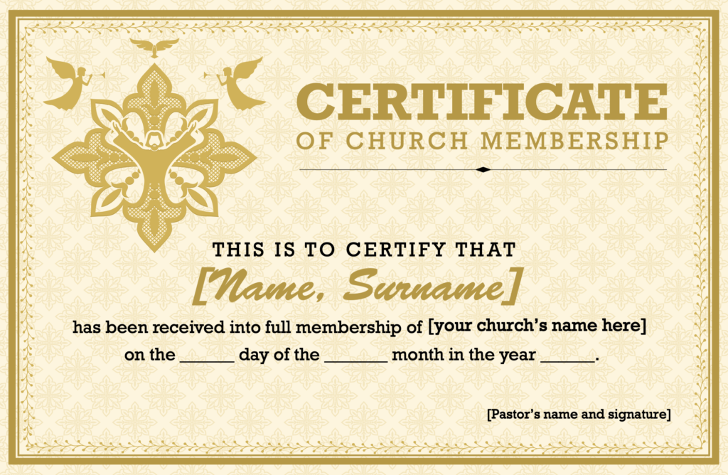 church member certificate template downloadable