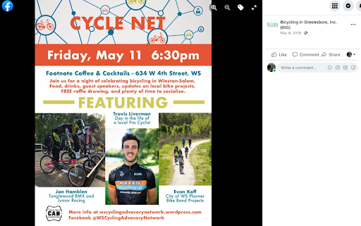 cycle net landing page promoting an event with an easy to join CTA