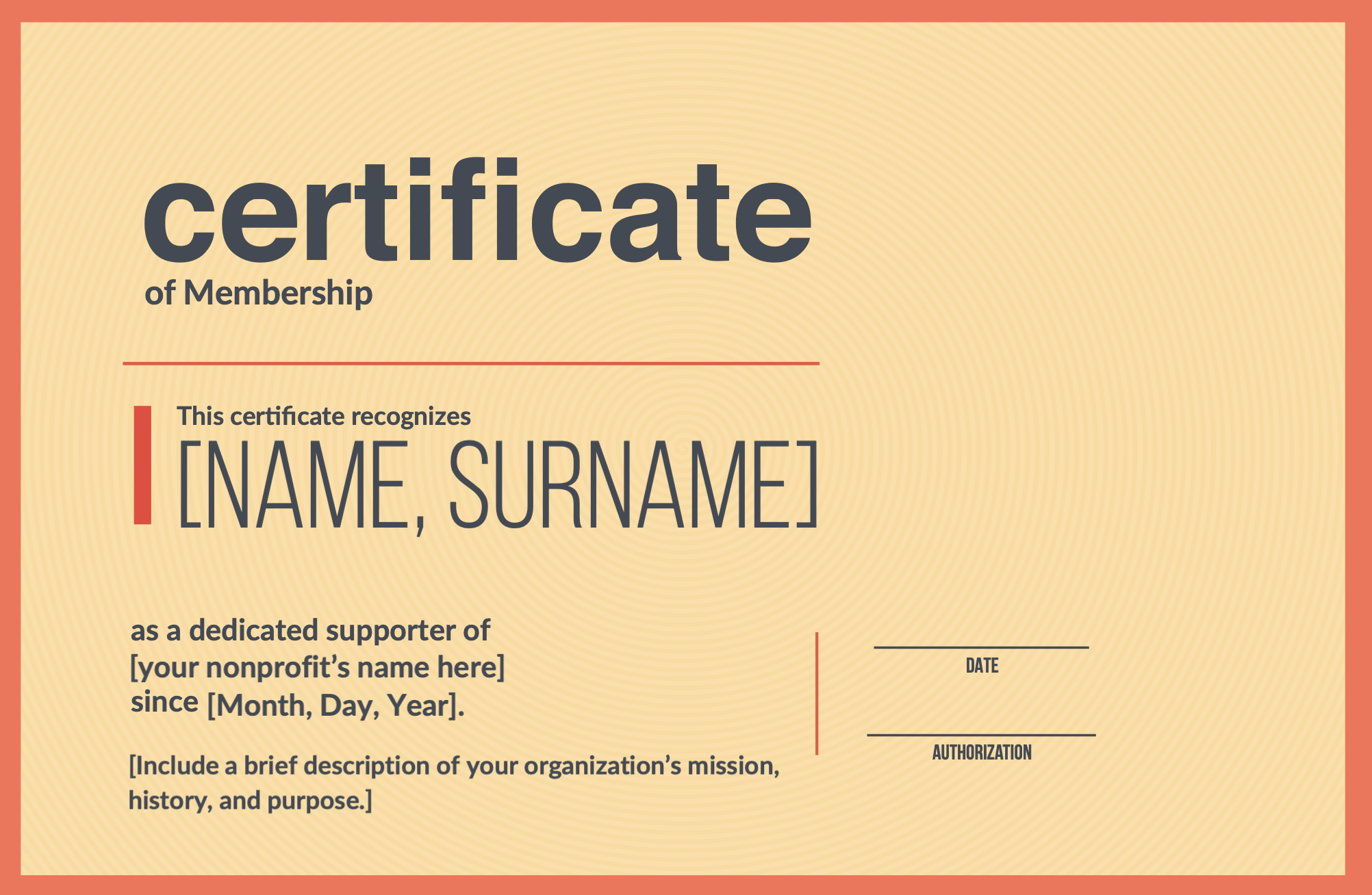 nonprofit membership certificate