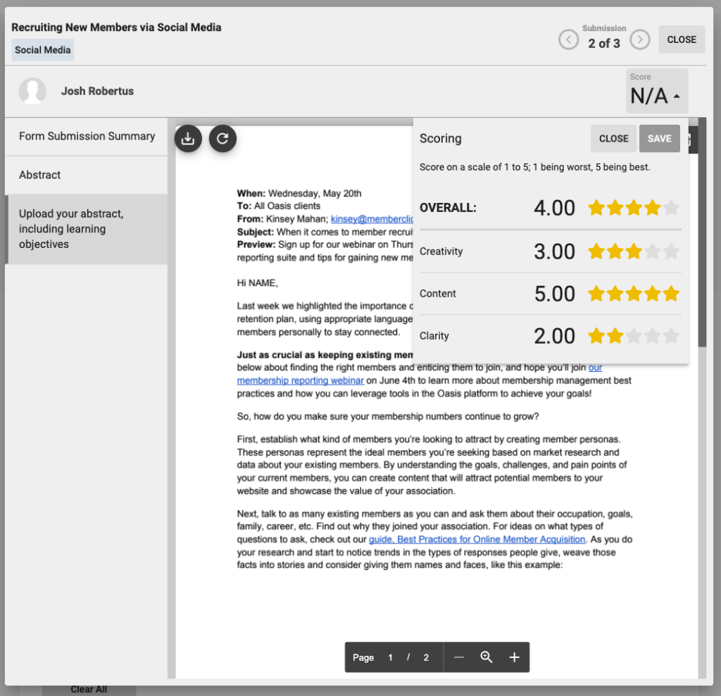 Review panel software with feedback based on star reviews