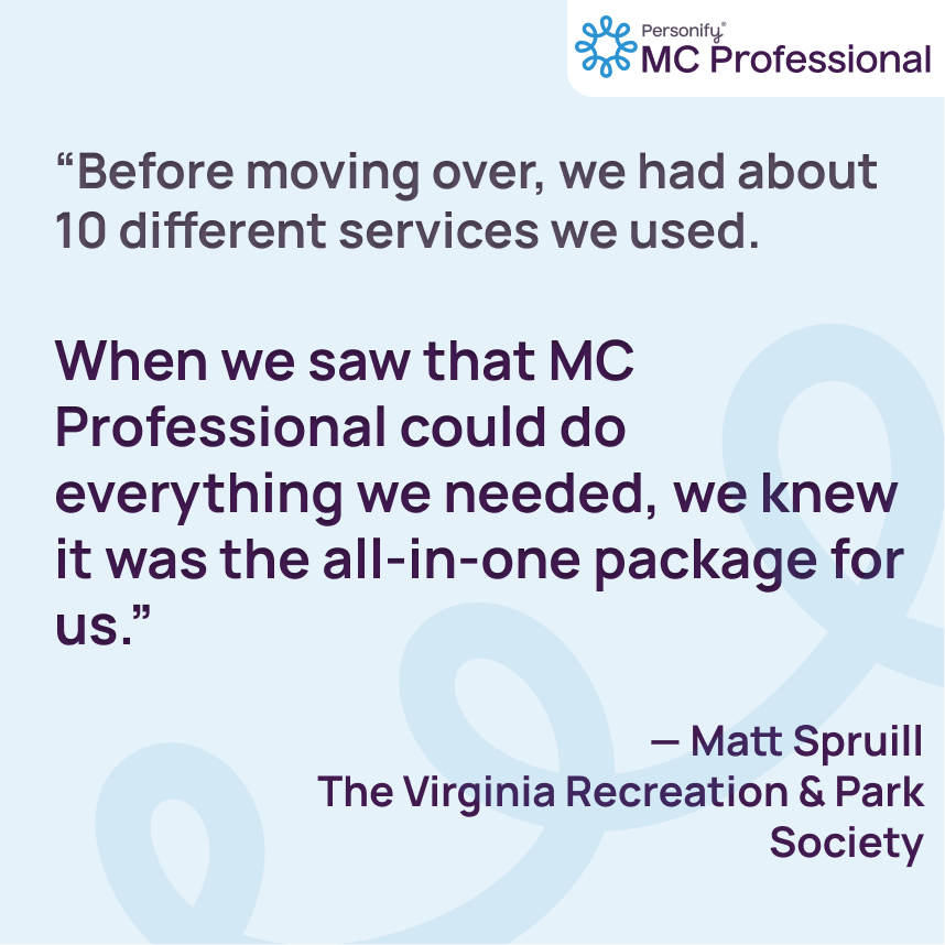 MemberClicks professional quotes about their service with the Virginia Recreation and Park Society