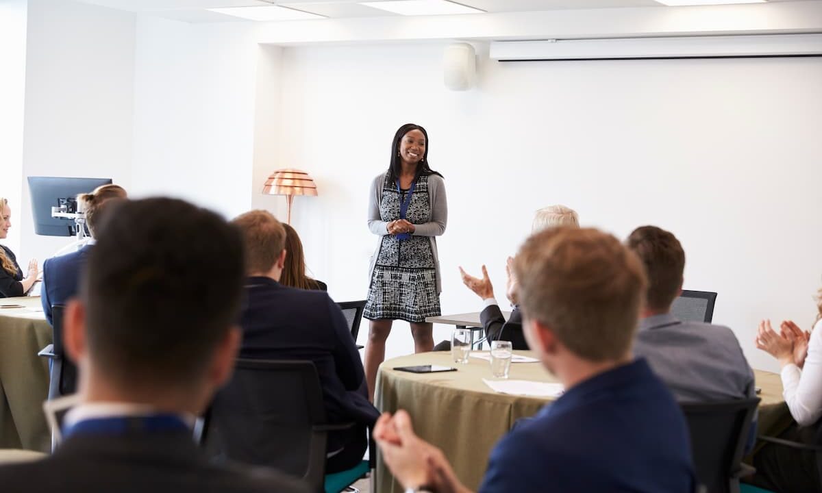 nonprofit leader talking to stakeholders about nonprofit governance