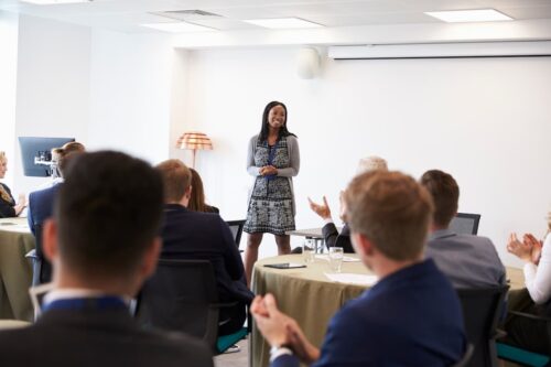 nonprofit leader talking to stakeholders about nonprofit governance