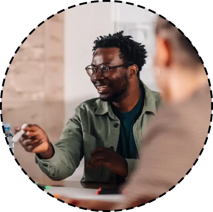 man talking in a meeting
