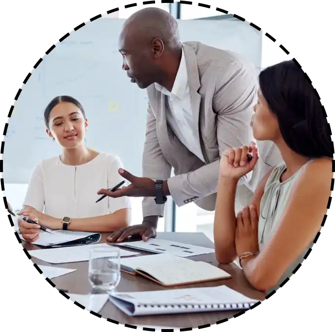 colleagues speaking during a meeting