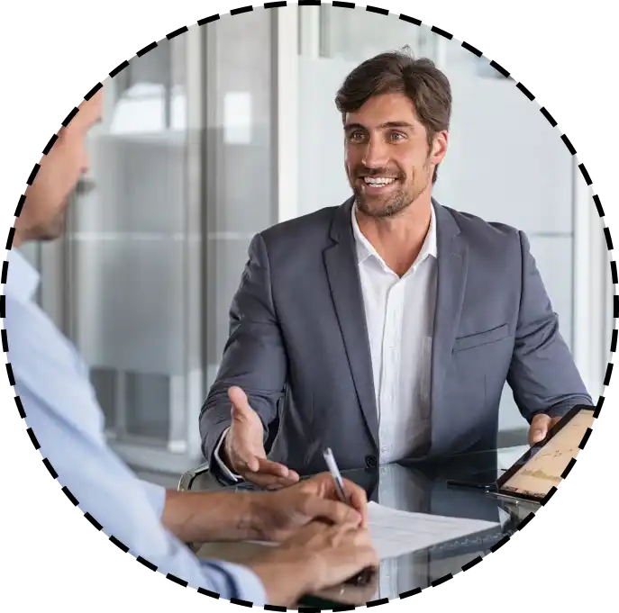 interviewer taking notes on a conversation