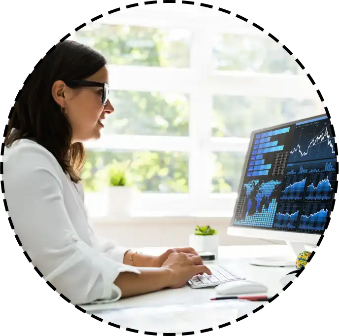 woman working with data visualizations